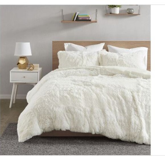 Intelligent Design Malea Shaggy Fur Duvet Cover Set - King - All - Picture 1 of 1